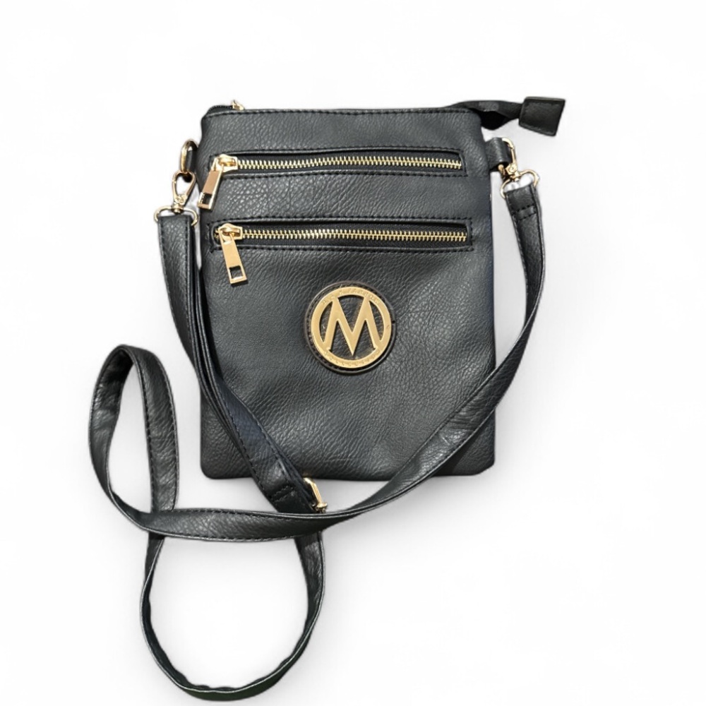 MFK Collection Medina Crossbody Bag Black Gold Hardware Travel Purse